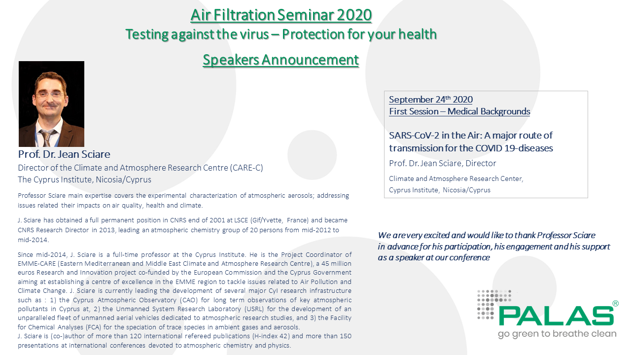 Speakers Announcement. Prof. Sciare