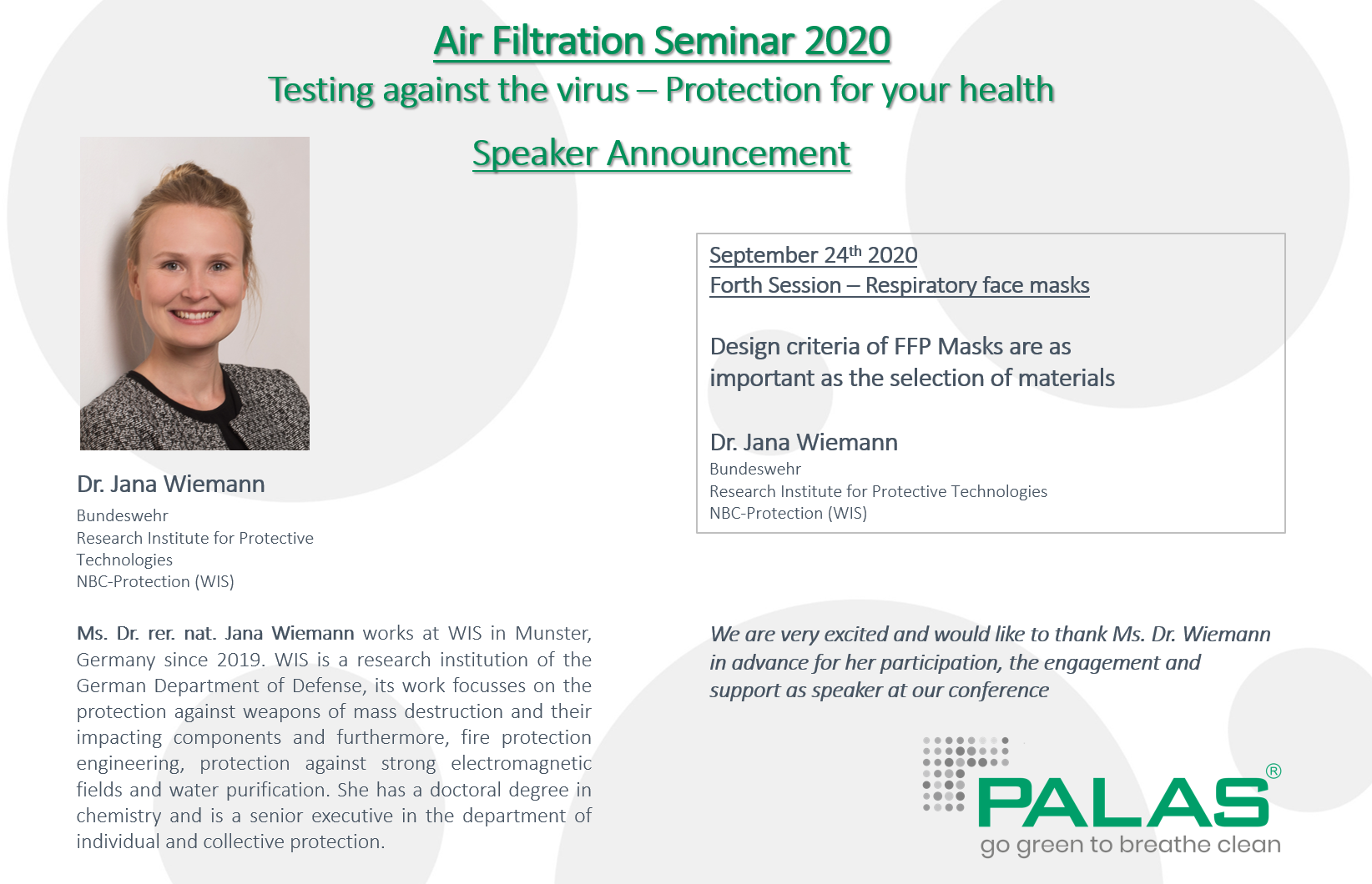 Speakers Announcement Dr. Wiemann